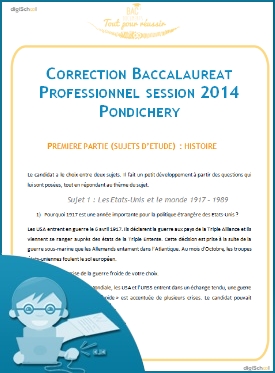 Corrigé Histoire Géographie Education Civique Pondichéry - Bac Pro 2014