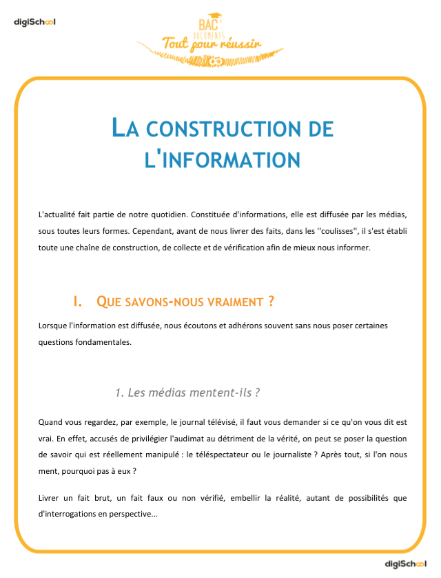 La construction de l'information - cours français - seconde