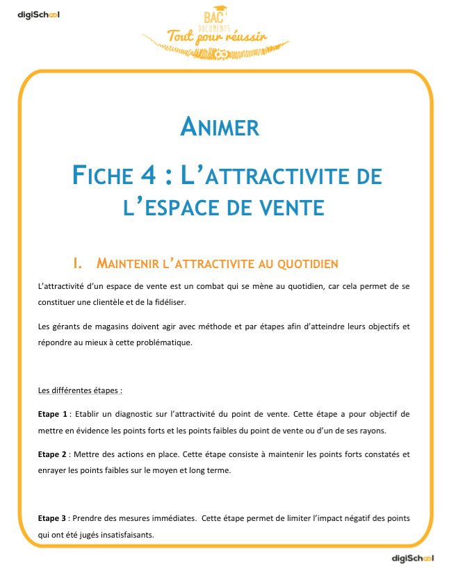 Animer - L'attractivité de l'espace de vente - Bac pro commerce 