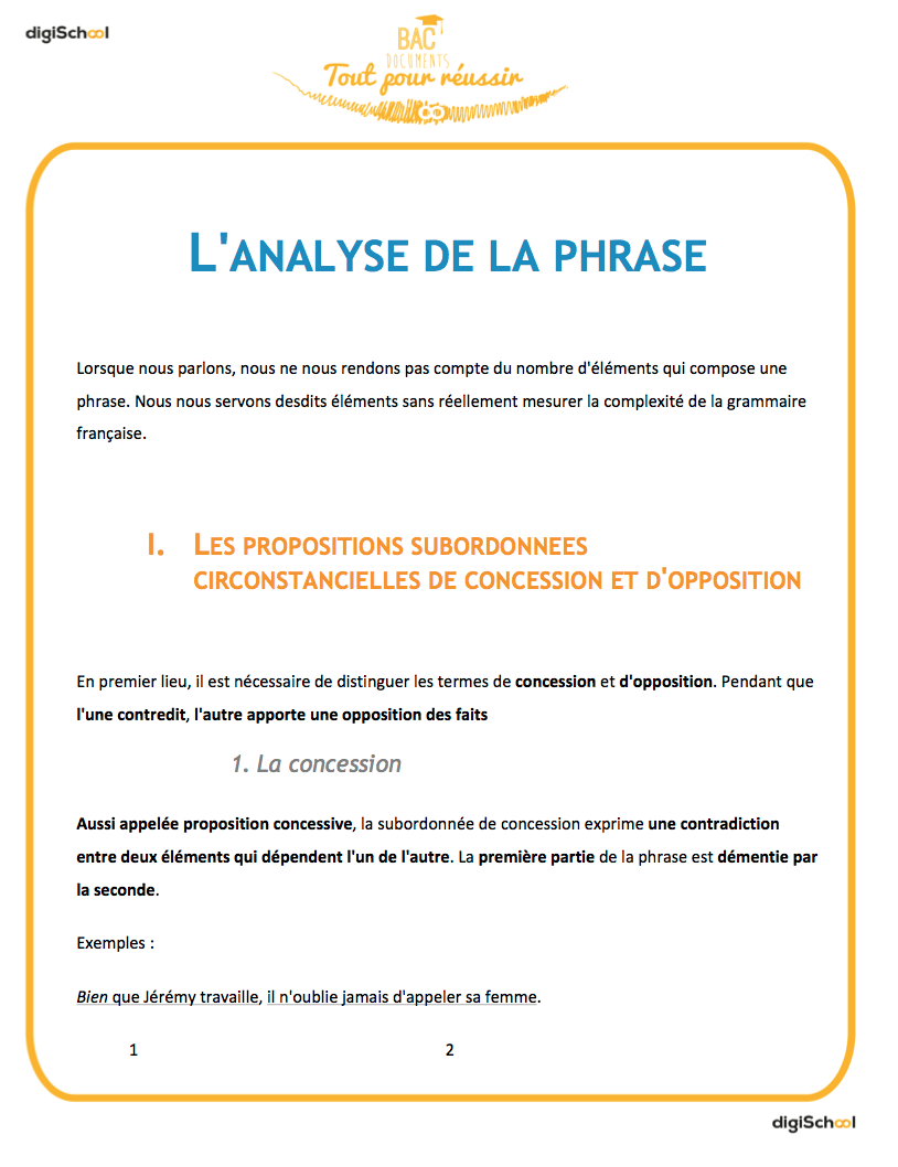 L'analyse de la phrase - Seconde - francais