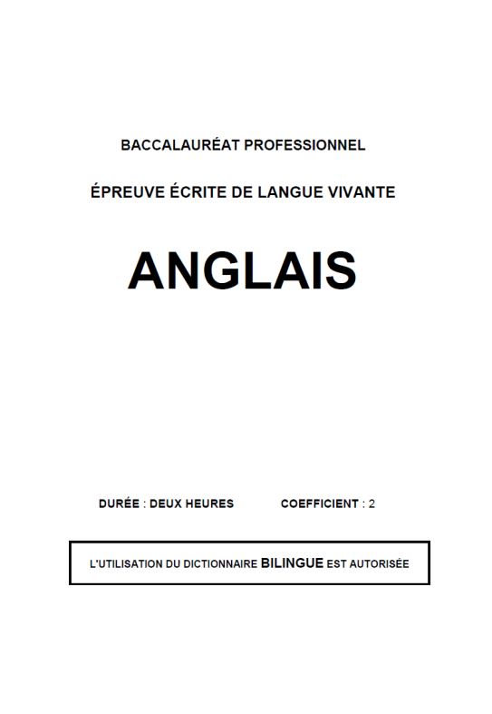 Sujet Bac Pro Anglais Sujet anglais - Bac PRO - 2010