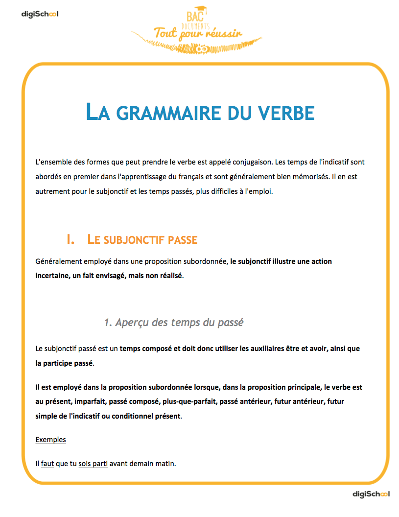 La grammaire du verbe - Seconde - français