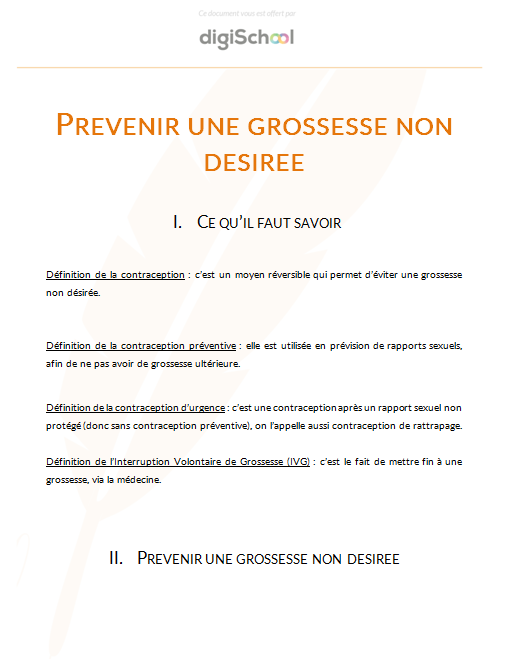 Prévenir une grossesse non désirée - Prévention Santé Environnement - Bac PRO