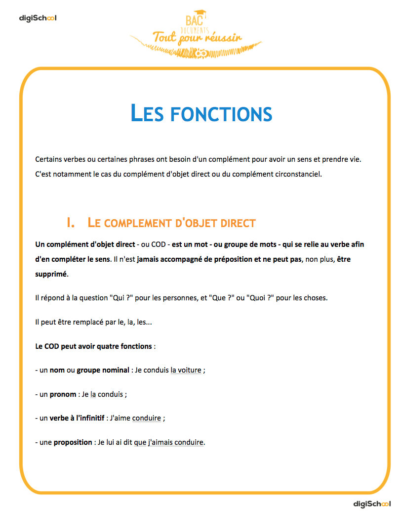 Les fonctions - Seconde - français